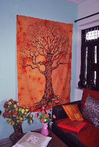 Orange Tie Dye Cotton Wall Hanging Tapestry