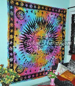 Indian Burning Sun Moon Cotton Wall Hanging Tapestry