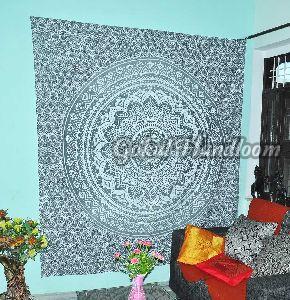 Large Silver Ombre Cotton Wall Hanging Tapestry