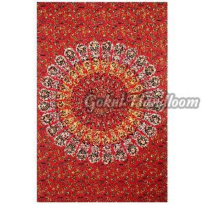 Red Peacock Cotton Wall Hanging Tapestry