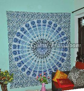 Turquoise Blue Cotton Wall Hanging Tapestry