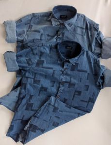 Men's Denim Printed Shirt