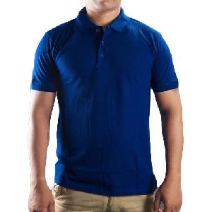 Mens Cotton Blue Collar T Shirt