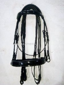 Leather patent dressage bridle