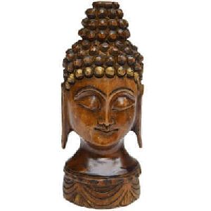 wooden buddha face