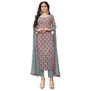 Cotton Suit with Chiffon Dupatta