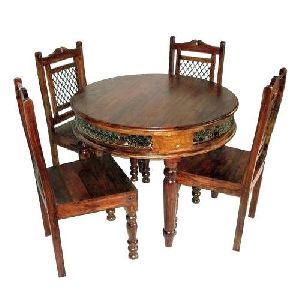 Wooden Round Dining Table Set