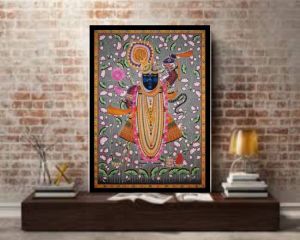 KAMAL TALAI LORD KRISHNA HAND PAINTED CLOTH DEVOTIONAL PAINTING