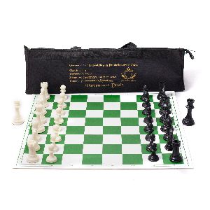 17 Inches Vinyl Chess Board with Plastic Staunton Chess pieces