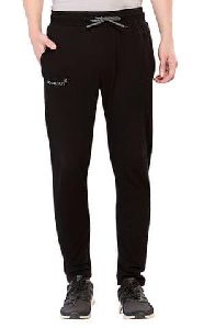 Mens Black Cotton Lycra Track Pants