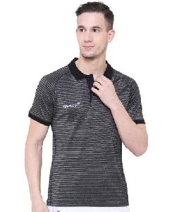 Mens Black Dobby Jacquard Polo T-Shirt