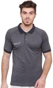 Mens Grey Dobby Jacquard Polo T-Shirt