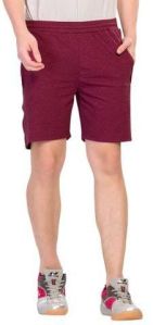 Mens Maroon Active Cotton Shorts