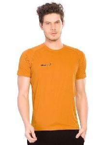 Mens Mustard Yellow Round Neck T-Shirt