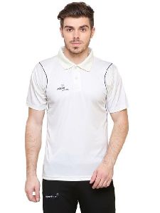 Mens Off White Cricket Polyester T-Shirt