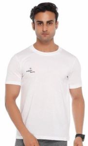 Mens White Round Neck T-Shirt