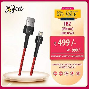 ibees iB-02 1.2 m Lightning Cable (Compatible with iPhone, iPad, Red, Sync and Charge Cable)