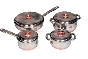 Copper Bottom Belly Cookware set With Steel Handle - 7 / 8 / 12 Pcs set