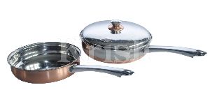 Copper Bottom/ full Copper Body Belly Frying Pan W Steel Handle