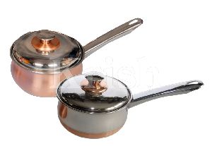 Copper Bottom / Full Copper Body Belly Sauce Pan w Steel Handle