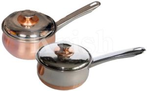 Copper Bottom / Full Copper Body Belly Sauce Pan w Steel Handle