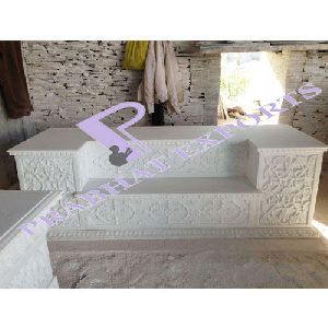 Indoor White Marble Singhasan