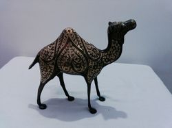 Black Brass Camel Engraved Enamel Statue