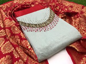 JMV DESIGNER STUDIO PRESENT BY MODAL SILK HAND WORK DRESS MATERIAL