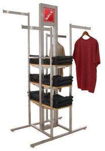 Stainless Steel 4 Way Clothing Rack Display