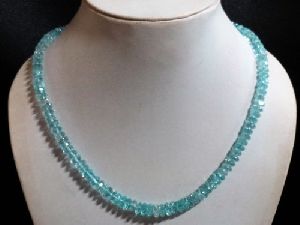 Blue topaz faceted rondelles Stone Beaded Necklace