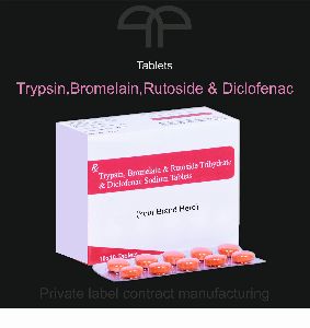 Trypsin 48mg, Bromelain 90mg, Rutoside 100mg, Diclofenac 50mg Tablets