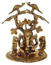 Gold Plated Tree Ganesha statue