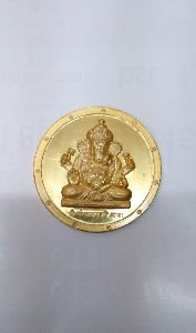 Lord Ganesh Engraved Gold Coin