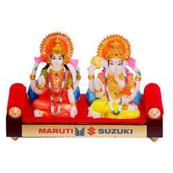 Laxmi Ganeshji Wooden Base Polystone Craft