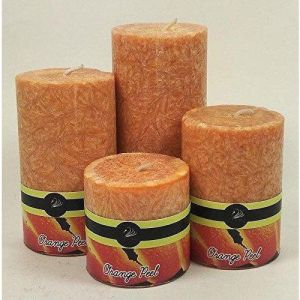 Round Wax Orange Pillar Candle