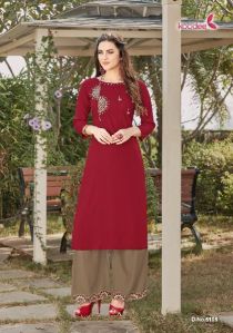 ATC VOL 2 BY KOODEE HEAVY RAYON KURTI WITH PALAZZO