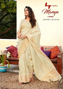 MANYA FASHION LINEN TISSUE SAREE WITH DOUBLE BLOUSE