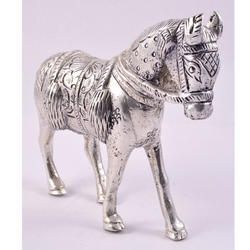 Silver White Metal Horse Statue