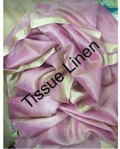 Pink Tissue Linen Saree