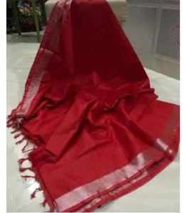 Red Tissue Linen Saree