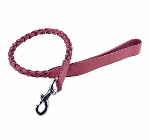 Leather Dog Lead Plaited Pink Staffy Staffie Staff
