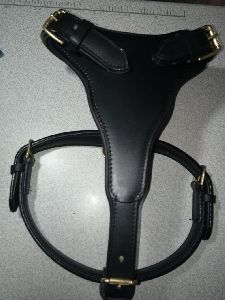 Leather Dog Plain Harness with Brass Fitting