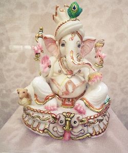 Multicolor Marble Ganpati Statue