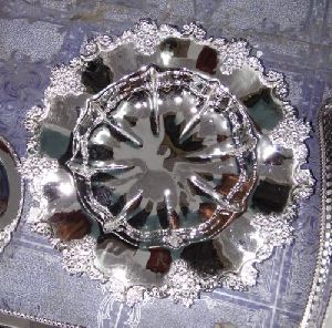 Silver Plated Round Brass Serving Tray