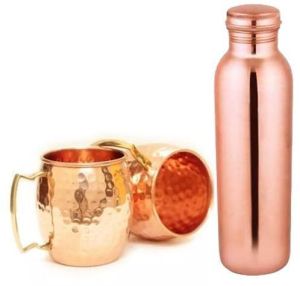 Copper Bottle with Mule Mug Set