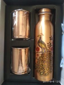 Printed Copper Bottle with Glass Set