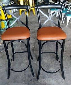 Leather and Iron Bar Chair