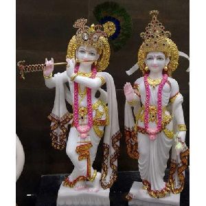 15 Inch Marble Radha Krishna Statue