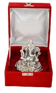 Silver Plated Pagadi Ganesh Idol