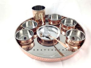 Copper and Steel Thali Set